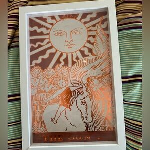 Framed picture approx 11x14.  EUC.  The sun tarot.